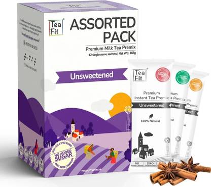 TeaFit Instant Tea Premix Ginger, Cardamom Assorted Instant Tea Box