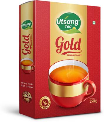 UTSANG Assam Gold Chai | 250g Jar | KADAK, MALTY, AROMATIC & STRONG | Unique blend of Assam and Dooars Tea | Black Loose CTC Tea (Chai) Black Tea Mason Jar