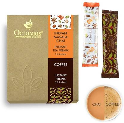 Octavius Indian Masala Ready Tea & Instant Coffee Premix Economy Assorted Instant Tea Box