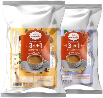 Namaste Chai Instant Premix Adrak Chai and Masala Chai Combo Pack Ginger Instant Tea Box