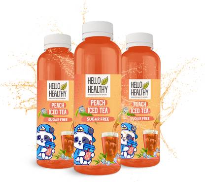 Hello Healthy Sugar Free Peach Iced Tea | Cool Refreshing Drink | Ready to Drink Peach Iced Tea Plastic Bottle