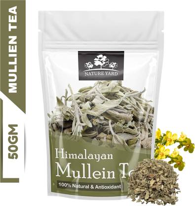 NATURE YARD Mullein Tea Leaves - 50gm, Herbal Tea for Lung Detox & Immunity Herbal Tea Pouch