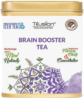 Tifusion Brain Booster Tea for Memory, Clarity, Retention Power Jasmine Herbal Tea Tin