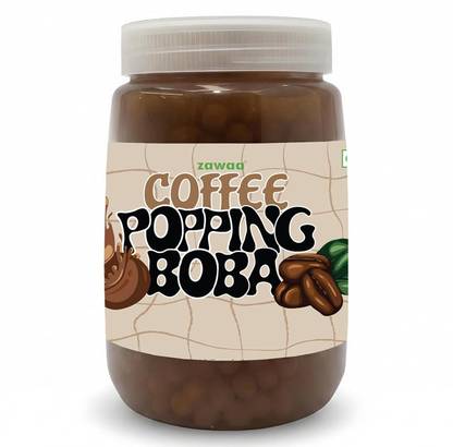 zawaa Foods Coffee Popping Boba Pearls 1kg– Bursting Boba for Bubble Tea-Coffee Flavor Tea Plastic Bottle