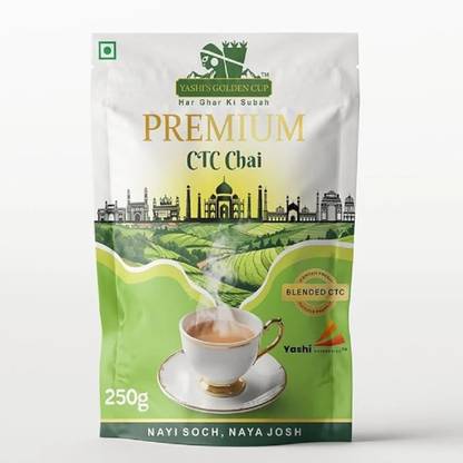 Yashi enterprise Premium CTC Chai | Indian Milk Tea | 250g Pouch Unflavoured Black Tea Pouch