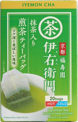UJInoTSUYU IYEMON Sencha Premium Japanese Green Tea blended with Matcha Tea Bags Green Tea Bags Box