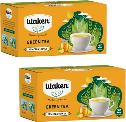 Waken Pack of 2 Lemon & Honey Green Tea – 50 Tea Bags Green Tea Pouch