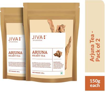 JIVA Arjuna Tea - Caffeine Free Tea - For Healthy Heart Functions - 150 g Each - Pack of 2 Unflavoured Herbal Tea Pouch