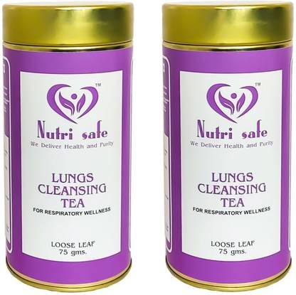 Nutri Safe Lungs Cleansing Green Tea For Respiratory Wellness(Combo-Pack of 2)(75g Each) Unflavoured Green Tea Mason Jar
