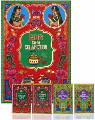 SANCHA India Chai Collection Tea Gift Box|Healthy Gift|Festival Gift Box |Pack of 4 Spices Masala Tea Box