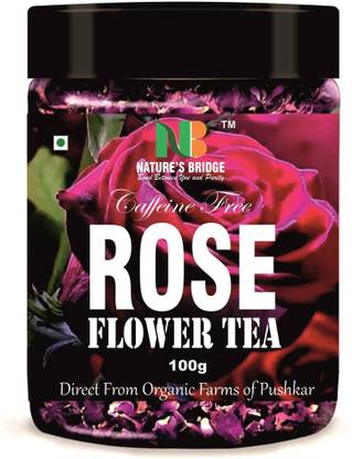 Nature's Bridge Rose Flower Tea - 100g - 100 Cups | Rose Tea Caffeine Free | Rose Flavour Tea Rose Herbal Tea Plastic Bottle