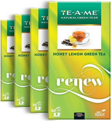 TE-A-ME Honey Lemon Green Tea (4 x 25 Tea Bags) Honey Lemon Green Tea 100 Tea Bag Pack Honey, Lemon Green Tea Bags Box