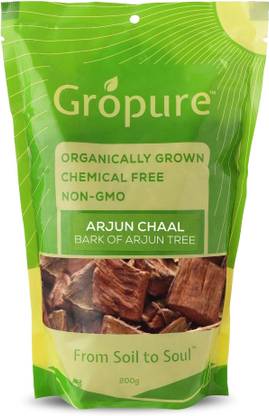 Gropure Organic Arjun Chaal (Bark of Arjun Tree) Herbs Herbal Tea Vacuum Pack