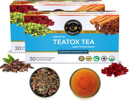 TEACURRY Detox Tea with Free Diet Chart - 60 Tea Bags| Helps in Detox, Lose Water Weight | Detox Green Tea for Weight Loss Green Tea Pouch
