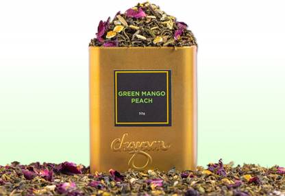 CHAYAM Mango Peach Green Tea | Fruity Energy & Focus Boost | Hot & Cold Brew | Reusable Tea Tin
