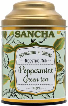 SANCHA Peppermint Green Tea|100g Loose Leaf Tea| Improves Metabolism| Immunity Boosting Peppermint Green Tea Tin