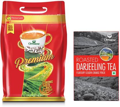Goodricke Roasted Darjeeling Tea(250g) + Supercup Premium Tea 1kg with Tiffin| Black Tea Box