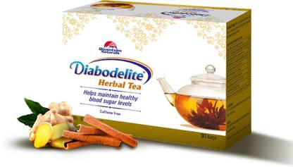Quantum Naturals Diabodelite Herbal Tea Bags | Helps Maintain Healthy Blood Sugar Level Amla, Turmeric, Cinnamon, Ginger Herbal Tea Bags Box
