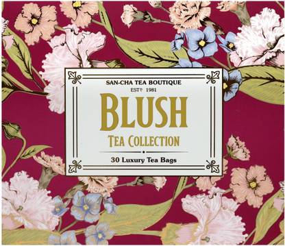 SANCHA Blush Tea Collection| Tea Gift Box| 30 Assorted Tea Bags| Tea Gift Hamper Chamomile Green Tea Bags Box