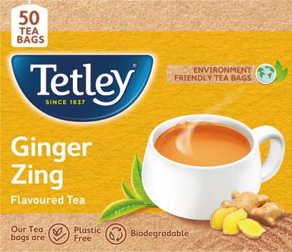 Tetley Ginger Zing Black Tea Bags Box