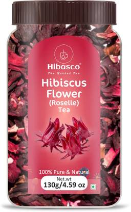 HIBASCO Hibiscus Flower Tea - 130 Gm Hibiscus Herbal Tea Plastic Bottle
