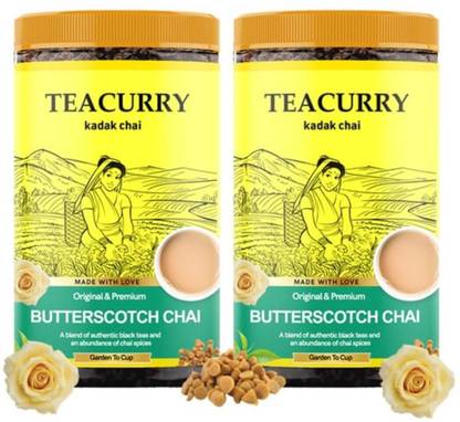 TEACURRY Butterscotch Chai Flavored Tea Helps in Immune Health, and Improve Digestion Assorted Tea Tin