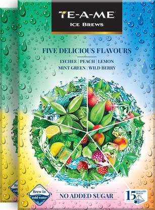TE-A-ME Five Delicious Flavours Pack of 2 Peach, Mint, Lemon, Berry Infusion Tea Bags Box