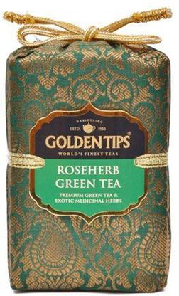 Golden Tips Premium Brocade Bag Roseherb Green Tea Pouch