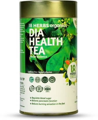 18 Herbs Organics Dia Health Tea - Anti Diabetic Tea - Herbal Tea for Diabetes Herbal Tea Bags Tin