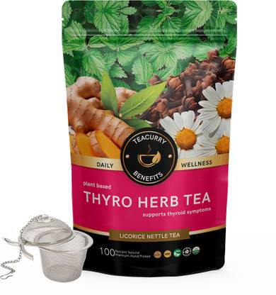 TEACURRY Thyro Herbal Tea - 100 Gms Loose Tea + Infuser | Helps with Thyroid Hormones - TSH, T3, T4, Manage Weight Assorted Herbal Tea Pouch