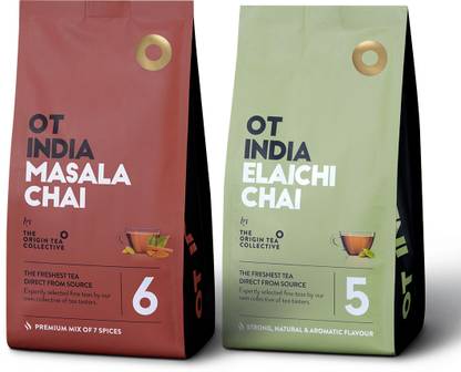 OT INDIA Masala Chai & Elaichi Chai - Premium Mix of 7 Spices Tea & Cardamom Tea- Organic Spices, Cardamom Tea Pouch