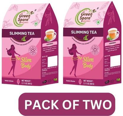 Green Spore Slimming Tea for Weight Loss|A Blend of Natural herbs |Reduces Fat Accumulation| Lemon Grass, Amla, Cinnamon, Ginger Herbal Tea Pouch