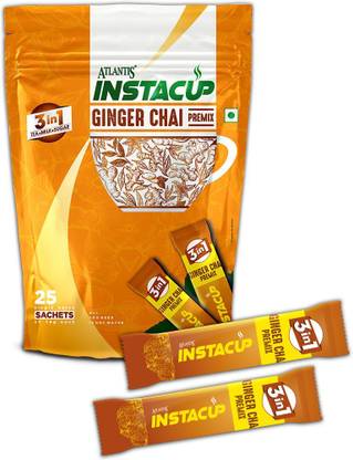 ATLANTIS Instacup Ginger Tea Premix Sachets, Instant Tea Sachets Ginger Instant Tea Pouch  (25 Sachets)
