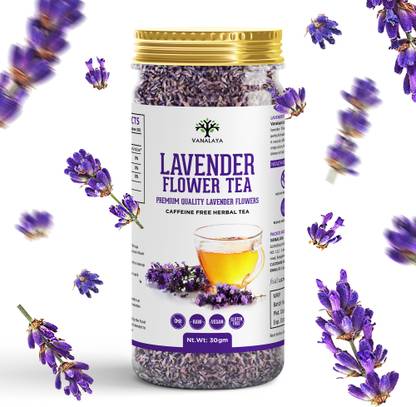 Vanalaya Lavender Flower Tea, Premium Herbal Tea For Stress Relief, Glowing Skin Lavender, Lavender Herbal Tea Plastic Bottle