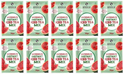 Bevzilla Watermelon Instant Iced Tea – Pack of 10 Refreshing IceTea Powder Sachets Unflavoured Iced Tea Pouch