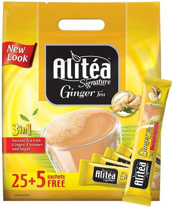Alitea Signature Classic 3-In-1 Ginger Tea Natural Ingredients a Perfect Spicy & Sweet Ginger Tea Bags Pouch