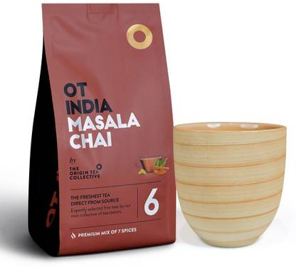 OT INDIA Masala Chai with Kulhad Ceramic Cup- Premium Mix of 7 Spices Healthy Spices Masala Tea Pouch