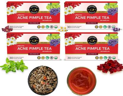 TEACURRY Acne Tea - 120 Tea Bags | Help in Pimples, Cysts, Pustules & Nodules Hibiscus Herbal Tea Bags Pouch