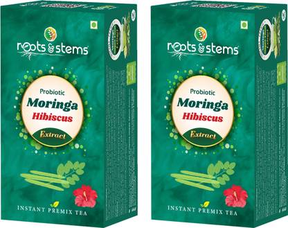 Roots & Stems Moringa Hibiscus Extracts Premix with Probiotic For Blood Sugar & Digestion Hibiscus Green Tea Box