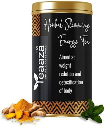 Teaaza Slimming Energy Tea - 100g Loose Leaf Tin for Natural Metabolism & Energy Boost Fennel, Tulsi, Ginger, Cinnamon, Senna Herbal Tea Box