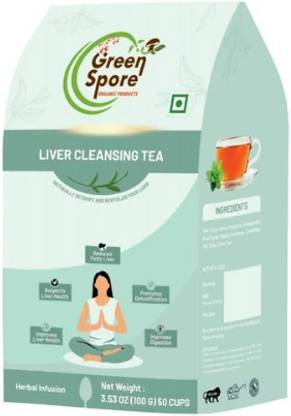 Green Spore Liver Cleansing Tea | Liver Detox & Support Tea with Goodness of Milk Thistle Ashwagandha, Cinnamon, Rose, Cardamom Herbal Tea Pouch