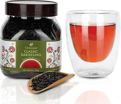 Octavius Classic Darjeeling Whole Leaf Black Tea - 200 GM (100 Cups) Muscatel Flavor Tea Black Tea Mason Jar