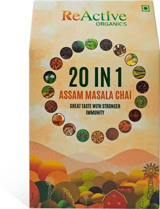 ReActiveorganics - 20 IN 1 Assam Masala Chai | 100% Natural Ingredients Masala Tea Box