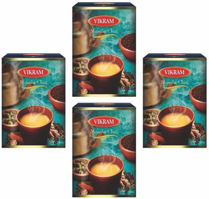 Vikram Masala Chai | Perfect Mix Of Natural Spices Pack of 4 Cardamom, Cinnamon, Black Pepper, Cloves Masala Tea Box