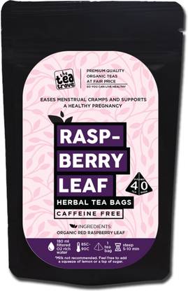 The Tea Trove Caffeine Free Red Raspberry Tea for pregnancy and to Supports the Female System Raspberry Herbal Tea Bags Box