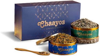 Chaayos Immunity Boosting Green Tea Gift Box Set Cinnamon, Lemon Grass Green Tea Festive Gift Box