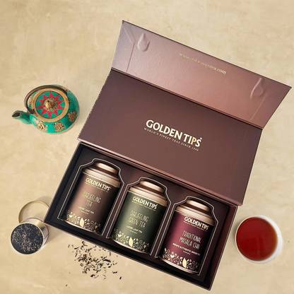 Golden Tips Darjeeling Tea, Darjeeling Green Tea and Masala Chai Tea Festive Gift Box