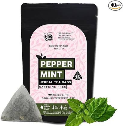 The Tea Trove Pepper Mint Tea Bags For Bloating,Gas Relief Tea-Steep Hot Or Iced Peppermint Herbal Tea Bags Box