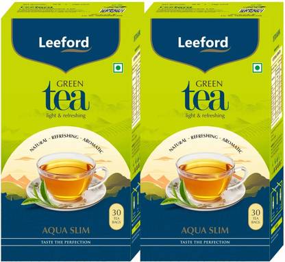 Leeford Aqua Slim | Detox & Weight Control with Garcinia, Moringa & Hibiscus Green Tea Bags Box