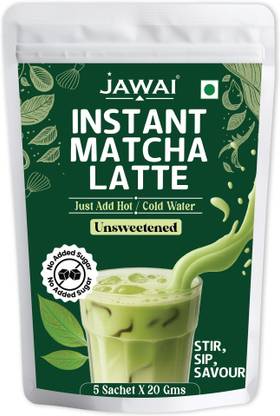 JAWAI MATCHA LATTE INSTANT PREMIX | Japanese Matcha Green Tea Powder | UNSWEETENED Matcha Tea Pouch